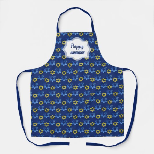 Tablier Joyeuses Etoiles D'Aquarelle Hanoukka De David (Recto)