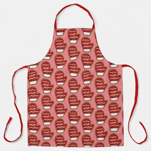 Tablier Joyeuses fêtes Noël Sucre Cookie Red Mitten (Recto)