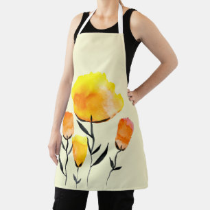 Tablier Joyeuses fleurs orange et jaune