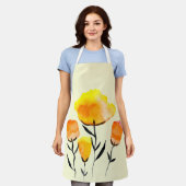 Tablier Joyeuses fleurs orange et jaune (Porté)