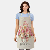 Tablier Joyeuses Pâques Fleurs multiples et nœud (Porté)