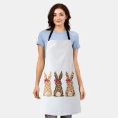 Tablier Joyeuses Pâques Léopard Lapin Coquette Arc Fille F (Porté)