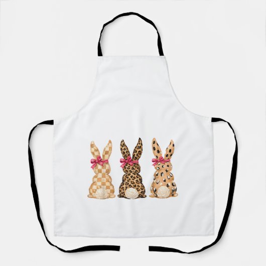 Tablier Joyeuses Pâques Léopard Lapin Coquette Arc Fille F (Recto)