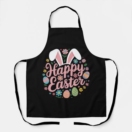Tablier Joyeuses Pâques oeuf lapin (Recto)
