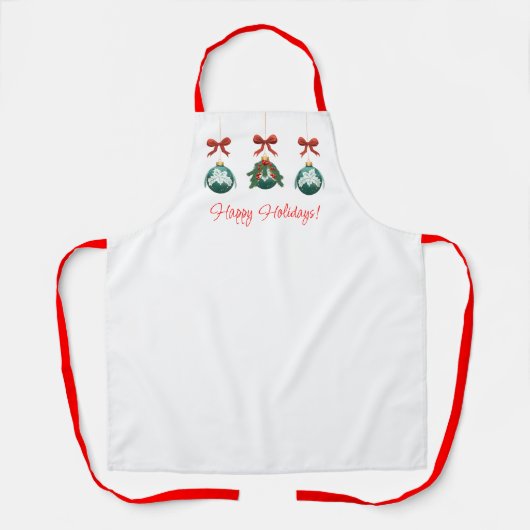 Tablier Joyeuses vacances Ornament Vert Trio (Recto)