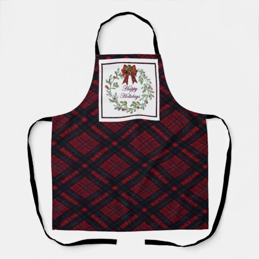 Tablier Joyeuses Vacances Rouge Plaid (Recto)