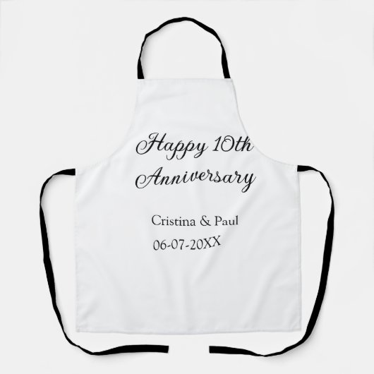 Tablier Joyeux 10e anniversaire simple nom de mariage mini (Recto)