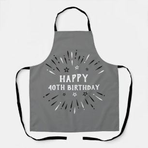 Tablier Joyeux 40e anniversaire Feu d'artifice gris noir b