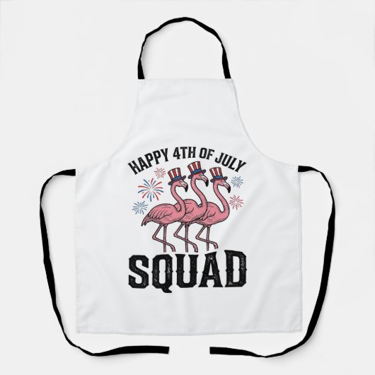 Tablier Joyeux 4 juillet Flamingo Squad Vector Design_1 (Recto)
