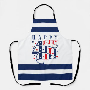 Tablier Joyeux 4 juillet rouge blanc et bleu