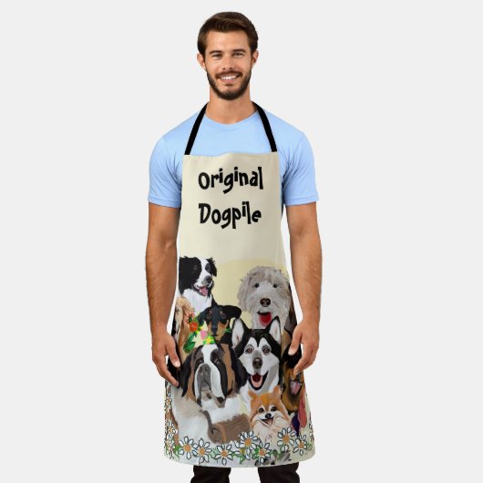 Tablier Joyeux Anniversaire Chien Pals Personnaliser le te (Porté)