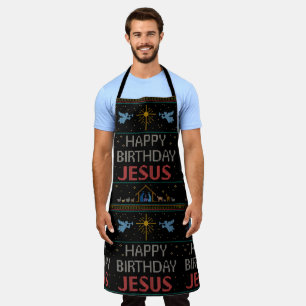 Tablier Joyeux Anniversaire Jésus laide Noël Sweater Chris