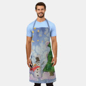 Tablier Joyeux Arbre De Noël Et Aquarelle De Snowman Froid (Porté)