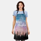Tablier Joyeux arbre de Noël Forêt de script de nuit (Porté)