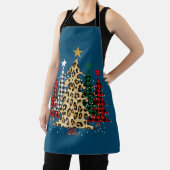 Tablier Joyeux arbres de Noël avec Buffalo Plaid & Leopard (Insitu)