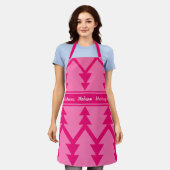 Tablier Joyeux Arbres de Noël personnalisés Nom Pink Apron (Porté)