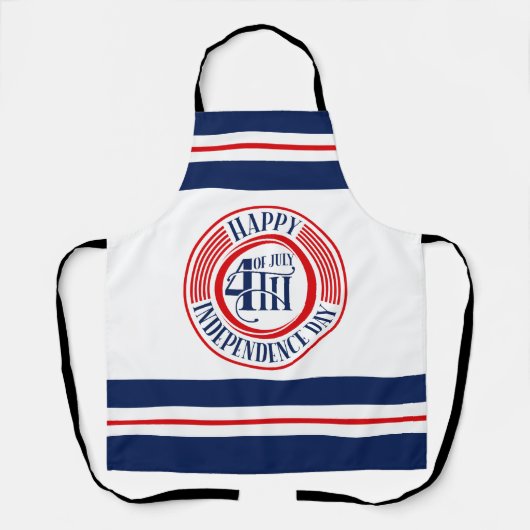 Tablier Joyeux Badge 4 juillet Rouge Blanc Bleu (Recto)