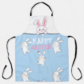 Tablier Joyeux Bunny de Pâques Blue & Pink oeufs partout s (Recto)