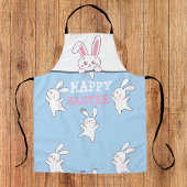 Tablier Joyeux Bunny de Pâques Blue & Pink oeufs partout s