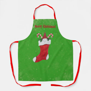 Tablier Joyeux cadeau de Noël hérité en vert Stocking