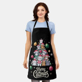 Tablier Joyeux Catmas Noël Chat Arbre Ornements Pull (Porté)
