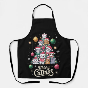 Tablier Joyeux Catmas Noël Chat Arbre Ornements Pull