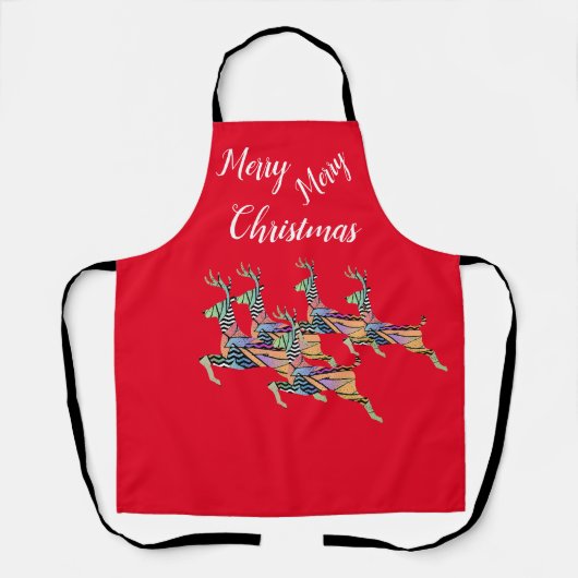 Tablier Joyeux Cerf bondissant de Noël (Recto)