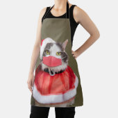 Tablier Joyeux chat de Noël à Santa Hat et Masque Visage (Insitu)