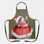 Tablier Joyeux chat de Noël à Santa Hat et Masque Visage (Recto)