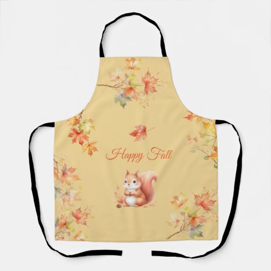 Tablier Joyeux écureuil d'automne en Feuille (Recto)