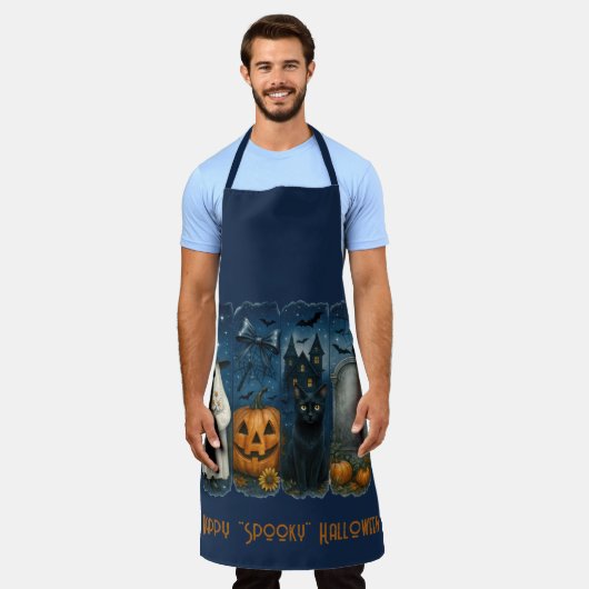 Tablier Joyeux "Éffrayant" Halloween Citrouille Fantôme Ch (Porté)