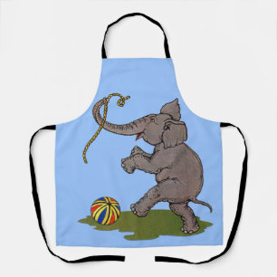 Tablier joyeux éléphant jouant avec la corde et l'empreint