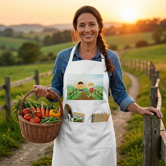 Tablier Joyeux Enfants Jouant À L'Extérieur