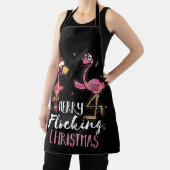 Tablier Joyeux flockage Noël rose Père Noël Flamant rose (Insitu)