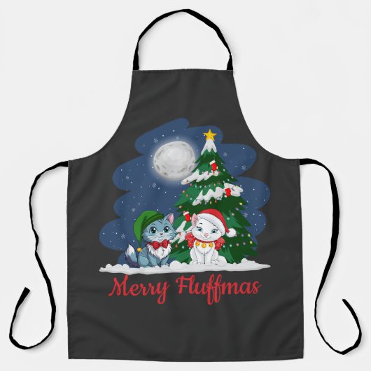 Tablier Joyeux Fluffmas Cute Chat Noël (Recto)
