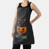 Tablier Joyeux Halloween Chat Noir Design de Citrouille_1 (Insitu)
