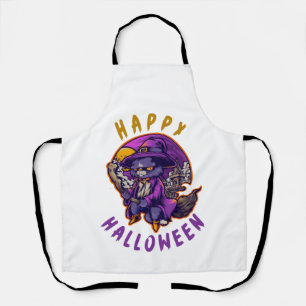 Tablier Joyeux Halloween Halloween Sorcière Chat