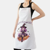 Tablier Joyeux Halloween Purple sorcier Citrouilles et cha (Insitu)