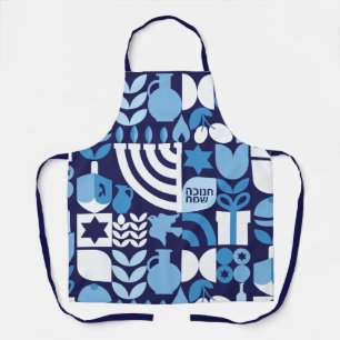 Tablier Joyeux Hanoukka moderne Hébreu Menorah & Stars Apr