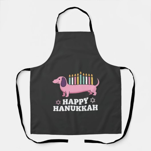 Tablier Joyeux Hanukkah chien teckel (Recto)