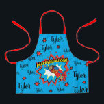 Tablier Joyeux héros de Chanukah Judah<br><div class="desc">Heureux Chanukah Judah Maccabee Super Héros apon. Personnalisez en supprimant du texte et en ajoutant le vôtre. Utilisez votre style de police, votre couleur et votre taille préférés. Assurez-vous de choisir la taille et la couleur de la sangle. Tous les éléments de conception peuvent être transférés à d'autres produits Zazzle...</div>