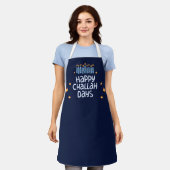 Tablier Joyeux Jours de Challah Hanoukka Blue Apron (Porté)