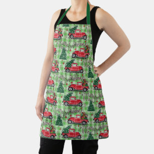 Tablier Joyeux Joyeux Script de Noël Vintage Red Truck Tr