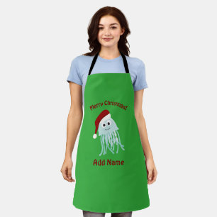Tablier Joyeux méduse de Noël personnalisable
