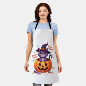 Tablier Joyeux Meow-a-ween - Chouette Chat Sorcière Citrou (Porté)