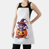 Tablier Joyeux Meow-a-ween - Chouette Chat Sorcière Citrou (Insitu)