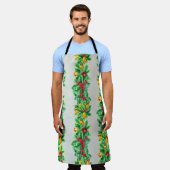 Tablier Joyeux motif sans couture de Noël avec guirlandes. (Porté)