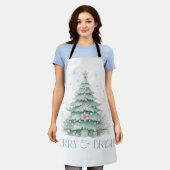 Tablier Joyeux Noël Arbre de Noël Menthe Rose Clair (Porté)