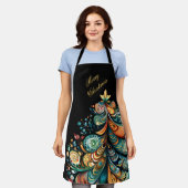 Tablier Joyeux Noël Arbre Moderne Boho Chic (Porté)