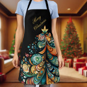 Tablier Joyeux Noël Arbre Moderne Boho Chic